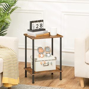 Table, Small Side Table, Nightstand with 2-Layer Storage Shelves, Sofa Table for Small Spaces, Living Room, Bedroom <b>Stable</b> Fram - Product Image 2