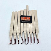 Pinzas Profesionales para Extensión de Pestañas, de Acero Inoxidable con Punta Dorada Rosa, Antimagnéticas, Longitud de 10 mm, Personalizables