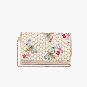 Pochette tendance faite main avec motifs perlés, grande capacité, étui cosmétique écologique en polyester avec fermeture éclair - Product Image 1