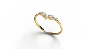 Anillo de Boda de Lujo en Oro de 18K con Diamantes Naturales Curvos en Forma de Chevron, Anillo Apilable Ligero y Delicado, Regalo de Joyería para Mujer - Product Image 2