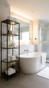 TMG-H114(ECO) Meuble de salle de bain moderne en verre renforcé noir, étagère de présentation multicouche, meuble d'entrée d'appartement, villa, hôtel - Product Image 5