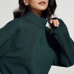 2026 New Style Lined Crew Neck Solid Pattern <b>Drop</b>-Shoulder Quick Dry Eco-Friendly 300g Fitness Sports Sweatshirt Women Loose - Product Image 4
