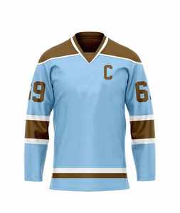 Jersey de Hockey sobre Hielo Personalizado de Alta Calidad, Nuevo, Sublimado, Transpirable, de Poliéster/Nailon, Cuello en V, Color y Logotipo Personalizables, Unisex - Product Image 1