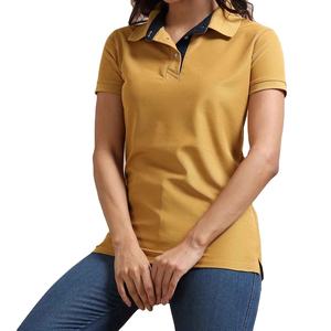 Polo de Manga Corta Color Amarillo Mostaza para Mujer, Color Sólido, Algodón Piqué, Diseño Casual Transpirable, Corte Regular - Product Image 2