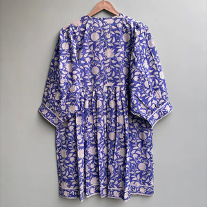 เดรสลำลองผู้หญิง ใส่ได้ทุกวัน ทุกฤดู ผ้าทอ 100% ผ้าฝ้าย พิมพ์ลายดอกไม้/สีพื้น แขนสั้น เอวทรงเอ็มไพร์ ทรงเบบี้ดอลล์ - Product Image 3