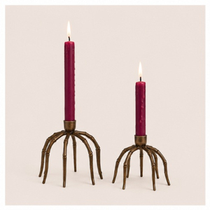 Handmade Bronze Spider <b>Taper</b> <b>Candle</b> Holder Set Vintage Style Metal Candlestick for Home Decor & Halloween Table Centerpieces - Product Image 3