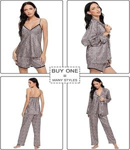 Conjunto de Pijamas de 4 Piezas para Mujer, de Alta Calidad, Suave y Cómodo, Estampado en Toda la Prenda, Ligero, Corte Clásico, Color Personalizado - Product Image 3