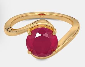 Gold Plated Ruby Gemstone <b>Ring</b> Round Claw Set 925 Sterling Silver Fine Jewelry for Wedding Party Gift - Product Image 2