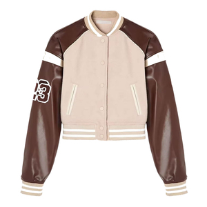 Custom <b>Winter</b> Luxury Women's Quilted Cropped College Jacket Chenille Embroidery Letterman Wool Varsity Stylish Breathable Cotton - Product Image 1