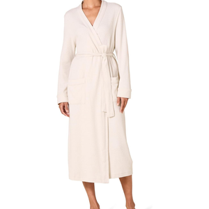 Peignoir unisexe en molleton de coton de haute qualité à col en V avec cordon de serrage, ensemble 2 pièces, vêtements de nuit doux, logo personnalisé, séchage rapide - Product Image 5