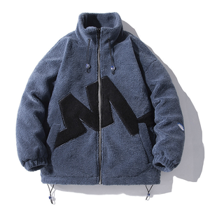 Veste d'hiver longue et légère en polaire Sherpa OEM, col montant, imprimé personnalisé, style urbain, fermeture éclair, coupe-vent en coton pour homme - Product Image 5