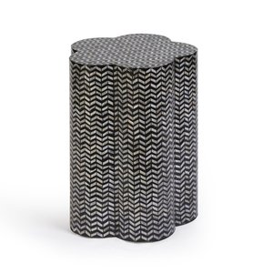 Arabic Contemporary Mother of Pearl Inlay MDF Side Table Decorative Polygonal Design Bedroom End Table Custom Home Hotel Resort - Product Image 1