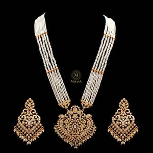 Inovamart Mayuri Jadau Pearl Regular Rani Haar Brass Casual Fashion Jewelry Set - Product Image 4