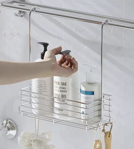 OEM/ODM Vietnam Bathroom Hanging Basket <b>Storage</b> Rack Metal Wire No Drilling <b>Shower</b> Shelf for Shampoo Gel and Toiletries - Product Image 1