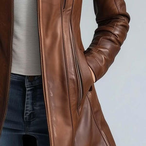 Chaqueta Acolchada Premium de Piel de Oveja Teñida para Mujer, Prenda Exterior de Invierno Suave al Tacto, Estilo Motero, Cálida, Informal y Urbana - Product Image 5