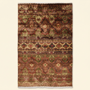 Tapis en laine Heritage Verdure moderne, tufté à la main, antidérapant, écologique, à poils épais et moyens, vert-brun vieilli, style tribal - Product Image 1