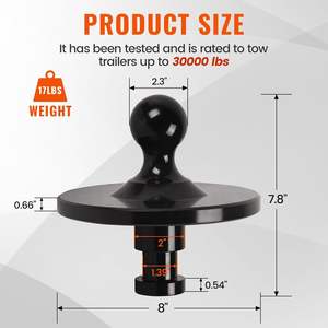 Adaptateur de col de cygne de 5ème roue noir 2-5/16 \ "Kingpin 30000 Lbs Capacité de charge pour remorquage RV Camion Remorque Cinquième Camion Accessoires - Product Image 2