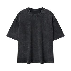 Camisetas Personalizadas de Algodón de 180 g/m² con Lavado Ácido y Efecto Desgastado para Hombre y Mujer, Camiseta de Cuello Redondo Personalizada para Hip Hop - Product Image 3