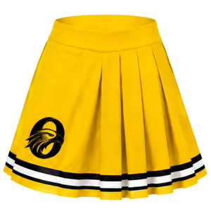 Yellow White Sublimated Cheer <b>Long</b> Sleeve Uniform Set <b>Pleated</b> <b>Skirt</b> Team Athletic Sportswear Training Practice Performance - Product Image 6