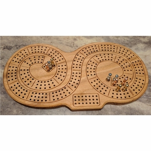 Juego de Mesa Cribbage de Madera en Espiral Personalizado Premium |   Tablero de Cribbage Grande de Roble para 3 Jugadores con Clavijas Metálicas para Adultos, Venta al Por Mayor - Product Image 1