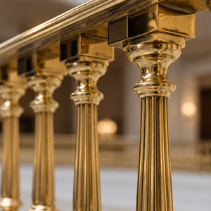 Barandilla de Columna Acanalada con Acabado en Bronce Dorado Pulido para Hoteles de Lujo, Villas y Grandes Escaleras - Product Image 2