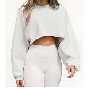 Pull court en coton vintage lavé pour femme, best-seller, style automne, sweat à capuche court - Product Image 3