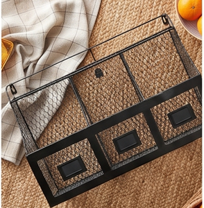 Modern Wall Mounted Metal Wire Storage Basket <b>Rectangle</b> Multi-Purpose Neatening Organizer Stylish Home Organizer - Product Image 2