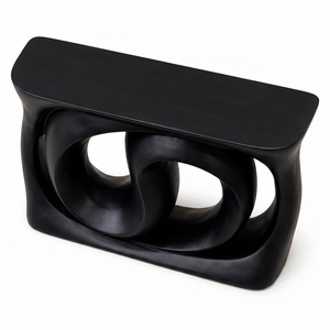 Natural Suar Wood Unique <b>Console</b> <b>Table</b> Twisted Organic Shape High Quality <b>Black</b> Finish Modern Entry Hotel Living Room Villa - Product Image 2
