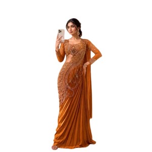 Destaca con este magnífico sari drapeado de moda, especialmente diseñado para mujeres que aman la moda. - Product Image 1