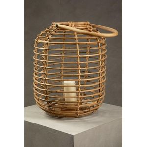 Farol de Vela Hecho a Mano con Fibra Natural, Cesta de Mimbre, Centro de Mesa Rústico, Decoración Boho para el Hogar, Iluminación Decorativa - Product Image 1