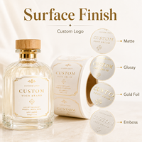 Étiquettes en papier personnalisées avec cadre doré vintage orné, autocollants avec logo personnalisé pour les flacons de parfum et les pots de bougies en verre cannelé