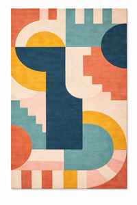 Tapis abstrait tufté en laine de luxe fait main, à poils coupés, pour salon et chambre, moderne, 1 pièce, adapté aux animaux domestiques, antidérapant, à poils courts - Product Image 2