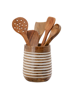 Porte-ustensiles en bois fait main personnalisé, minimaliste, blanc, pour cuisine, style bohème, organisateur de spatules, vente en gros - Product Image 6