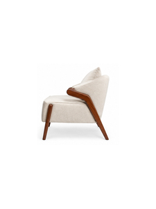 Fauteuil rembourré moderne de style mid-century avec pieds en bois et coussins beiges pour salon, meubles écologiques - Product Image 3