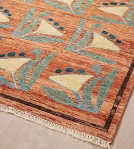 Tapis turc tissé à la main en laine/soie, motifs floraux, écologique, antidérapant, résistant à la saleté, adapté aux animaux domestiques, fin et plat - Product Image 4