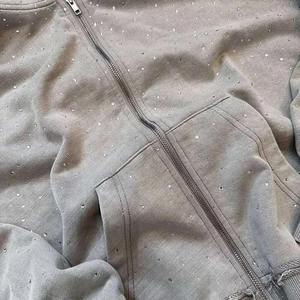 Sudadera con capucha metálica con cremallera para hombre y mujer, diseño Noche Estrellada 2026, negra, gris, azul marino, oversize, con brillo de cristal, estilo urbano, chaqueta HD - Product Image 6