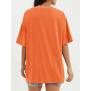 Camiseta de Cuello Redondo Extra Grande para Mujer, Color Sólido, Manga Corta, Corte Holgado, 100% Algodón Jersey, Transpirable, Estilo Primavera Verano - Product Image 2