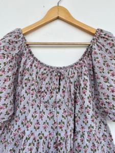 Vestido Maxi de Algodón con Estampado Floral y Cuello Redondo para Mujer, Manga Corta, Estilo Casual con Volantes, Vestido de Algodón Indio para Dama, Venta al por Mayor - Product Image 2