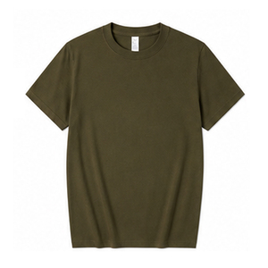 T-shirt à manches courtes pour homme, couleur unie, col rond, coupe classique, 100% coton jersey tricoté, style décontracté - Product Image 1