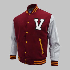 Chaqueta personalizable de invierno para hombre chaqueta casual cuello redondo de lana y manga de cuero chaqueta universitaria personalizada - Product Image 5