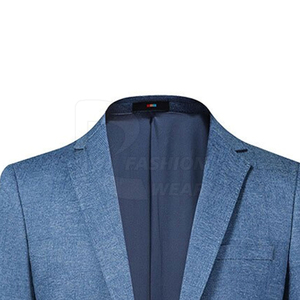 Blazer bleu croisé pour homme à col mandarin 100 % polyester infroissable imperméable respirant style britannique coupe classique - Product Image 4
