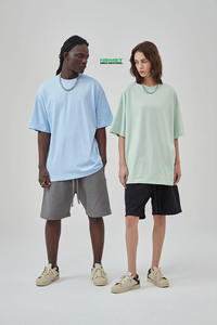 เสื้อยืดคอกลมโอเวอร์ไซส์ ยูนิเซ็กซ์ ผ้าฝ้ายย้อมสีพื้น แขนสั้น สวมใส่สบาย ระบายอากาศได้ดี ผ้าถัก - Product Image 4