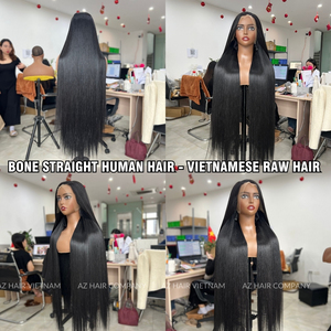 วิกผมลูกไม้แบบไร้กาว HD แบบเส้นผมคนจากเวียดนามผมคนบราซิลดิบต่อผมตรงจากกระดูก - Product Image 5