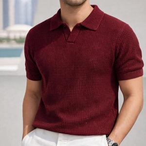 Polo de Punto Negro Premium para Hombre, Manga Corta, Color Sólido, Estilo Casual Elegante, Transpirable, Cuello Camisero, Corte Regular de BD - Product Image 2