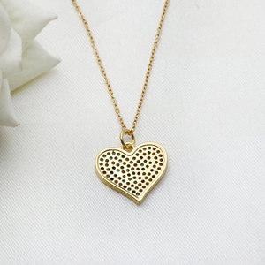 Wholesale 925 Sterling Silver Gold Plated Heart CZ Pendant Necklace Colorful Cubic Zirconia Jewelry <b>Gift</b> for Women - Product Image 2