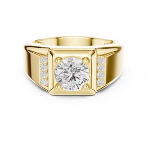 Yellow Gold Plated Diamond <b>Ring</b> Round Brilliant Solitaire Band <b>for</b> <b>Men</b> Wedding Engagement Jewelry - Product Image 1