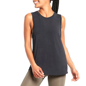 Women's <b>Black</b> Scoop Neck Tank <b>Top</b> <b>Long</b> Length Knitted Casual Breathable Activewear <b>Top</b> Solid Color No Printing - Product Image 4
