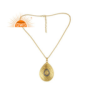 Conjunto de circón blanco Collar llamativo de diseñador de plata de ley chapado en oro amarillo Proveedor de joyas Colección clásica - Product Image 3