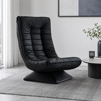 Fauteuil lounge pivotant à 360° en cuir, design japonais moderne, pour salle à manger, salon, chambre, coin lecture