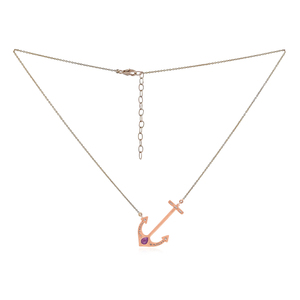 Natural Diamond 14k Yellow Gold Anchor Charm Pendant <b>Necklace</b> Natural <b>Ruby</b> Gemstone Baguette Jewelry, Diamond Fine <b>Necklace</b> - Product Image 2